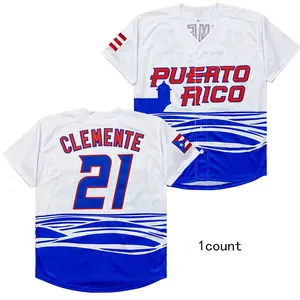 Mens Puerto Rico #21 Roberto Clemente World Game Classic Terylene printing Baseball Jersey