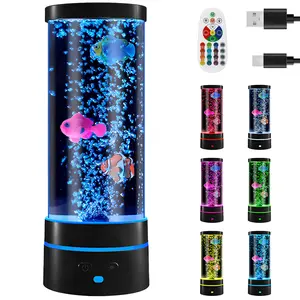 Bubble Fish Lamp Decorative Aquarium Night Light Colorful Artificial Fish Tank Light Soothing Fish Tank Lamp Aquarium Fish Light for Bedroom Kids Room Living Room Party