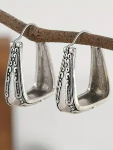 Women's Elegant Textured Metal Design Hoop Earrings, Fashionable Boho Style Hoop Earrings for Women & Girls, All-match Vintage Dainty Fashion Jewelry for Daily Decor