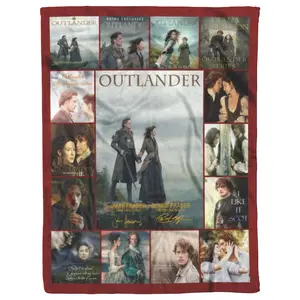 Outlander Jamie & Claire Fraser Fleece Blanket | Iconic Series Photo Collage Throw | Ultra Soft Cozy Sassenach Room Decor Gift Idea