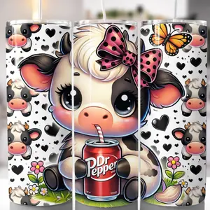 Cute Highland Cow Drink Dr. Pep-per 20oz Tumbler Mother's Day Gift