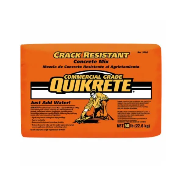 Quikrete 50lb Crack-Resistant Bagged Concrete Mix, Gray, Resists Cracks for Home Improvement Building Supplies