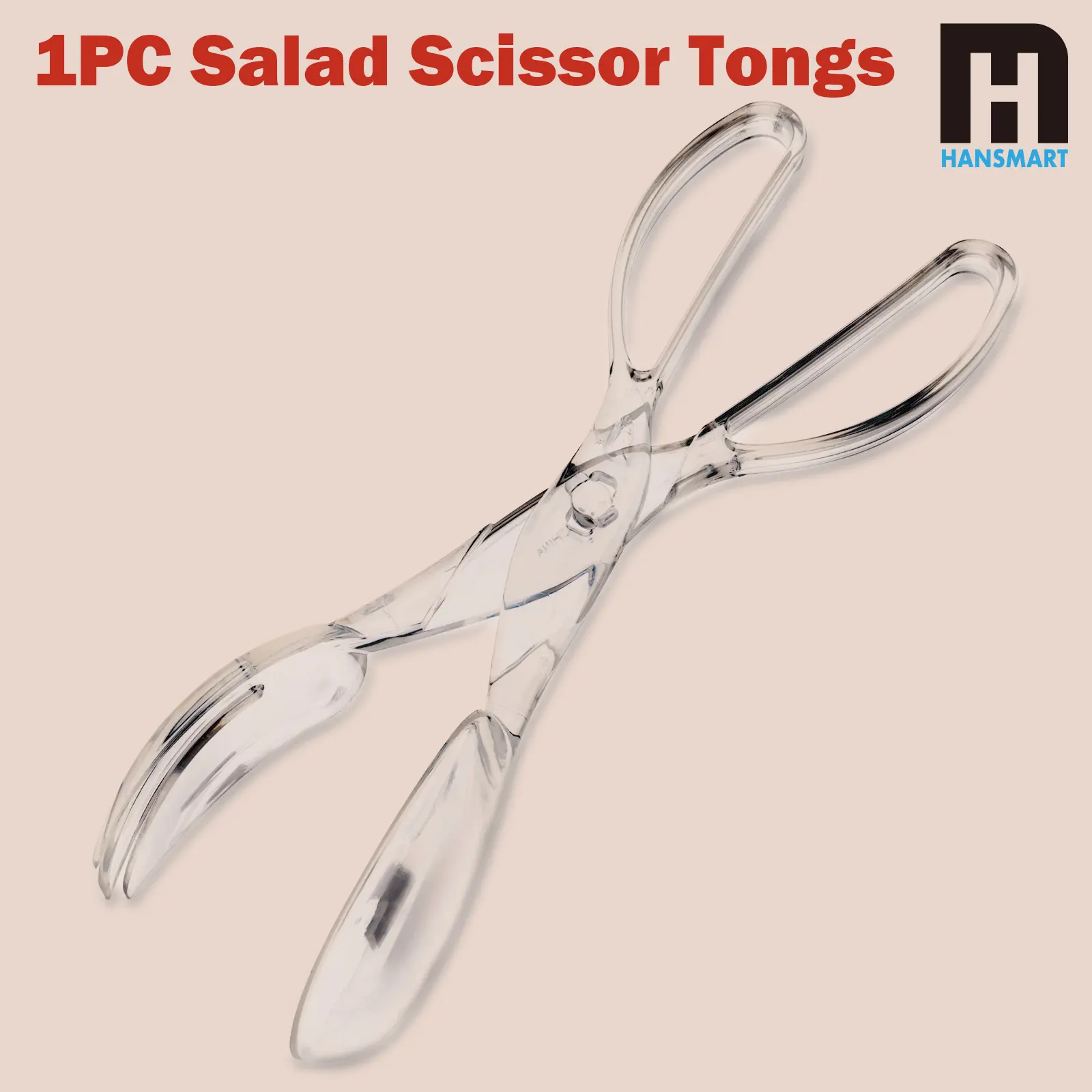 HANSMART 1PC Salad Scissor Tongs Clear Multifunctional Plastic Spoon & Fork for Home Party Cake Barbecue Buffet Catering Kitchen Utensils