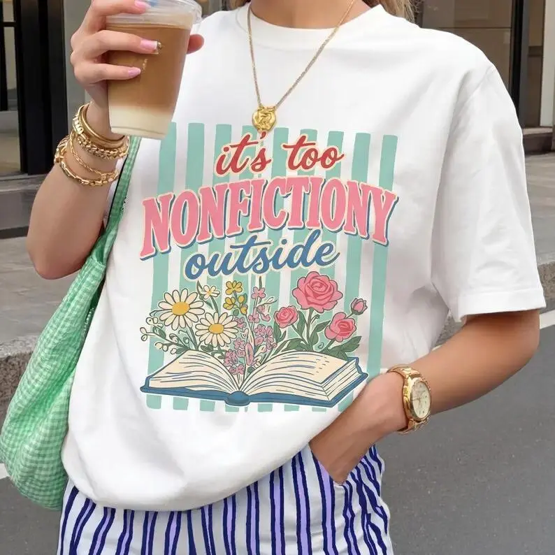 Unisex Graphic Tee Booktrovert Floral Print Book Lover Quote Casual Design Oversized T Shirt Crewneck Short Sleeve Soft Cotton Breathable Loose Fit Daily Wear Streetwear Style Trendy Aesthetic Reader Bookworm Gift Top