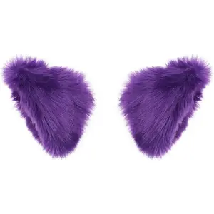 Cat Fox Long Fur Ears Hair Clip Headwear Cosplay Halloween Costume