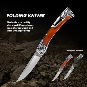 Retro high-quality folding knife, CNC fine grinding process pocket knife, resin handle, high-hardness stainless steel blade, outdoor camping knife, mountaineering, outdoor tool