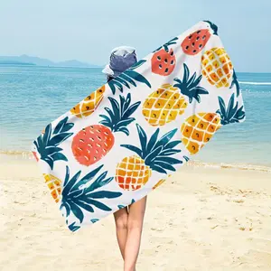 1pc, Pineapples Pattern Beach Towel, Women & Men's Vacation Accessories, Swimming Pool Camping Towels
