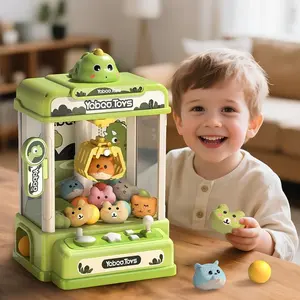 Electronic Arcade Game Indoor Toy for Home Party Birthday Gifts Age 3 4 5 6 7 8 9 Dinosaur Claw Machine for Kids, Vending Machine Toys with Sound, Grabber Prize Dispenser & 10 Plush Toys & 10 Balls,