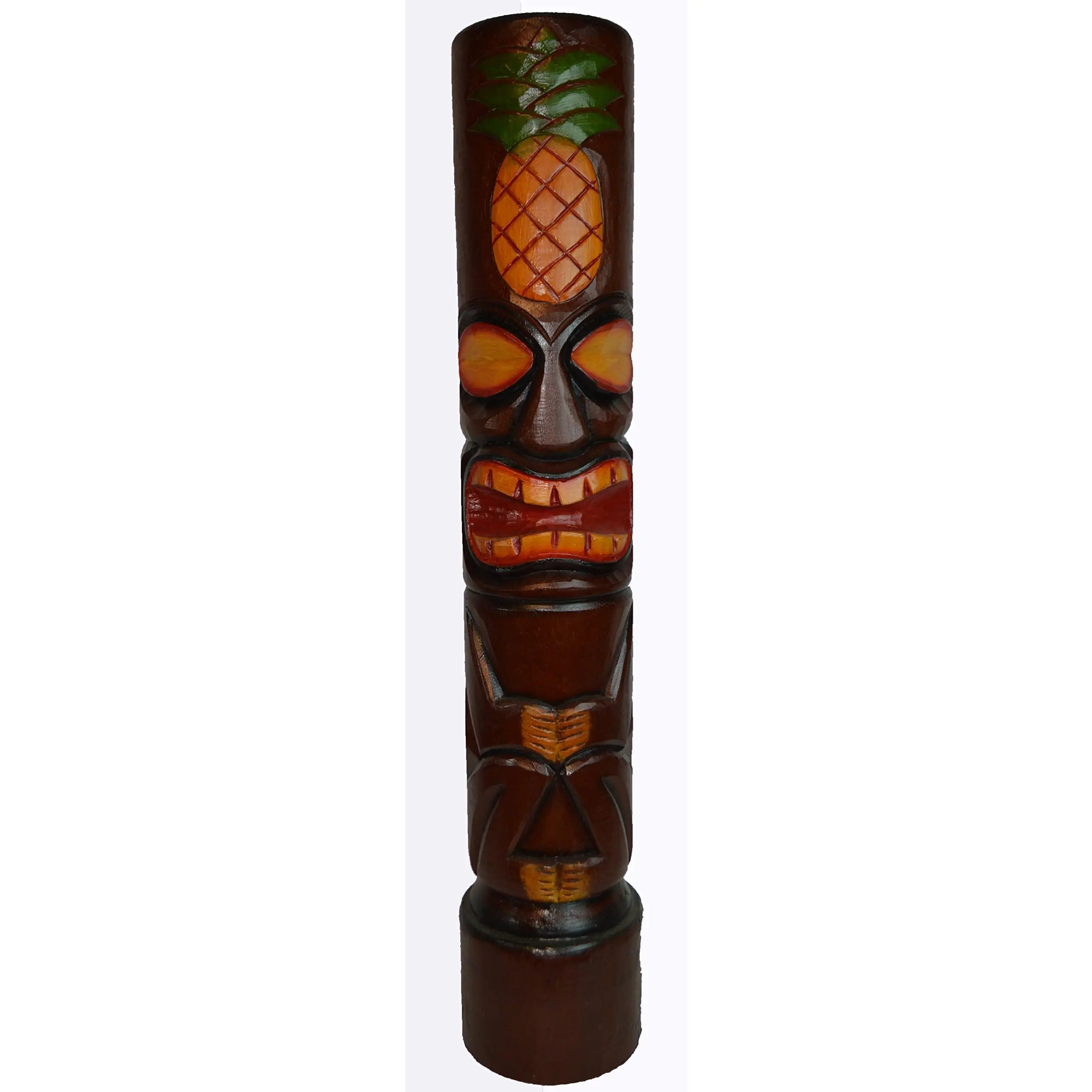 YOYOSO Hand Carved Beautiful 3 FT Pineapple Means Good Luck Welcome Tiki Totem Pole Statue