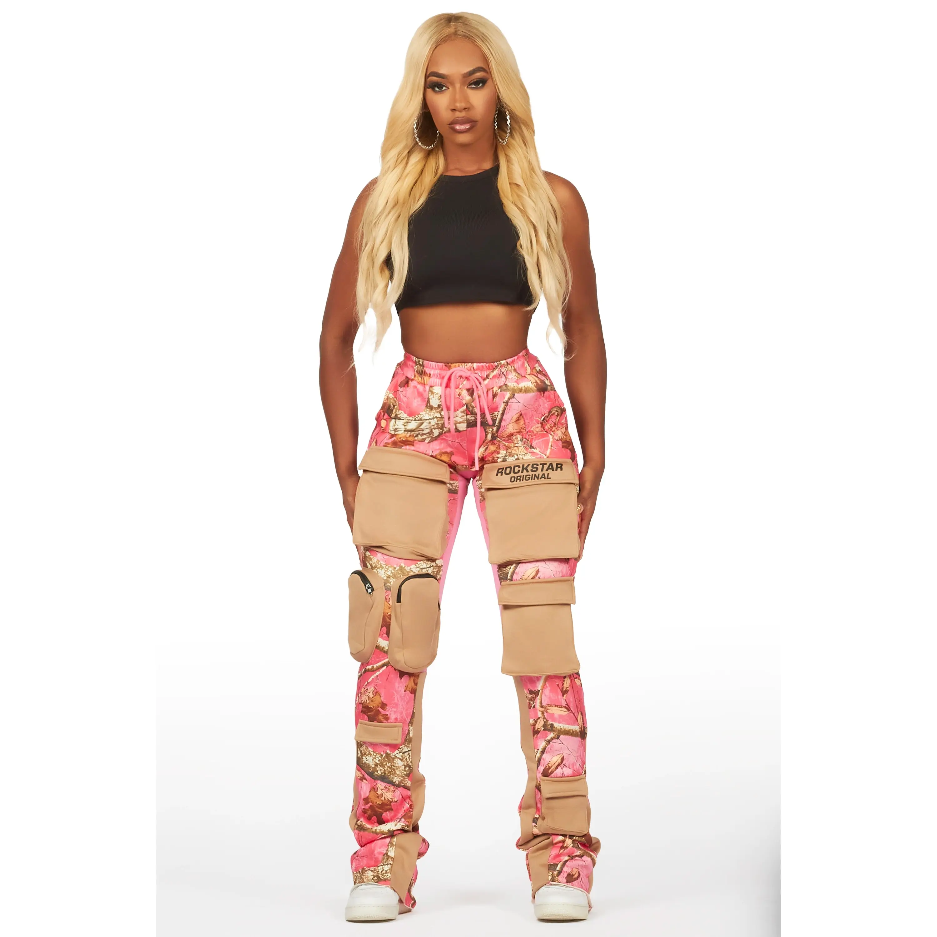 Norika Pink Tree Camo Stacked Track Pant - TikTok Shop