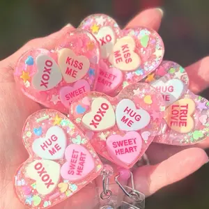 Valentine Badge Reel. Be Mine Customizable Heart-Shaped Badge Holder for Nurses, Teachers, and Healthcare Workers