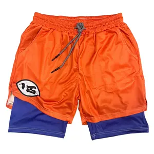 Anime Digital Printing Shorts Double-Layer Beach Pants Fitness Training Pant Sports Shorts Athletic Summer Shorts