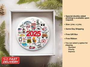 2025 Christmas Ornament, 2025 Notable Events Ornament, 2025 Year in Review Christmas Ornament