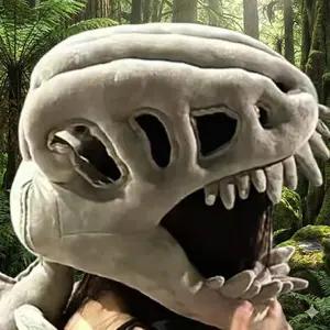 Dinosaur Skeleton Head Cover Plush Toy Hat - Same Style Cosplay Bone Doll, Funny Birthday/Christmas/New Year Gift for Kids & Girlfriend Party Event Props Party Event Props Party Event Props Party Event Props Masks Party Supplies Party Supplies Cotton