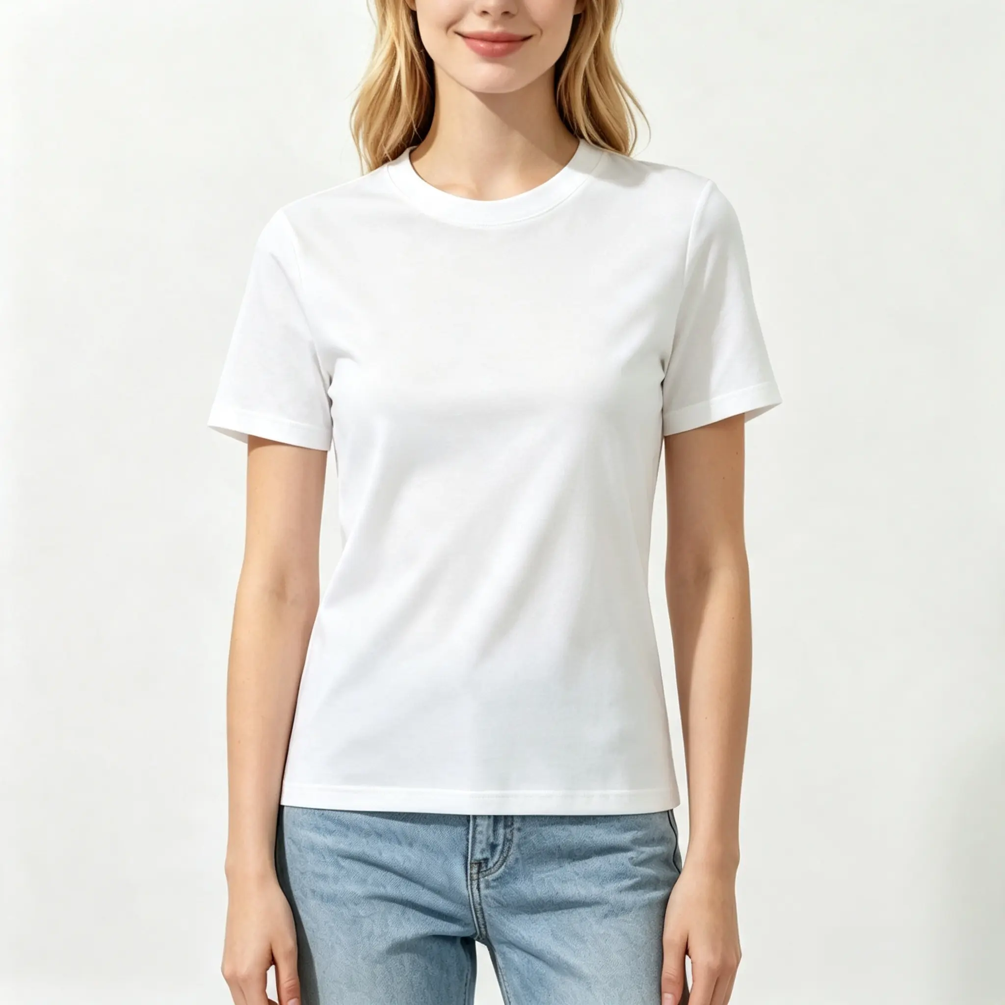 100% cotton women’s classic crew neck solid basic t-shirt, soft cotton short sleeve fitted plain blank tee, casual everyday