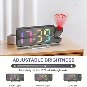 1pc LED Digital Alarm Clock with Mirror Projection, Temperature Indicator, Snooze Function, Adjustable Brightness, USB Powered, 12/24H Format for Bedroom and Home Office Rotating Glass