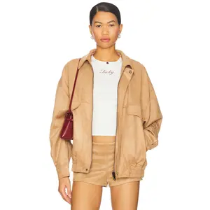 LIONESS Palm Desert Bomber in Chocolate