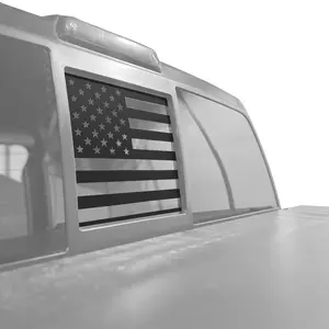 Rear Middle Window American Flag Decal Matte Black Universal Fit