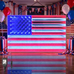 BEATINEON 3D American LED Flag Infinity Mirror Light - 23" x 15" Patriotic Lighted Window Decoration, Light up Flag for Bedroom, Living Room, Party, Gaming, July 4th, Halloween, Christmas, New Year