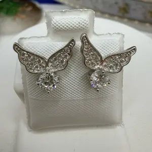 925 sterling silver studs angels high quality cubic zirconia stones)) aretes de plata Italiana a Alta calidad piedras finas de zirconia plata Italiana