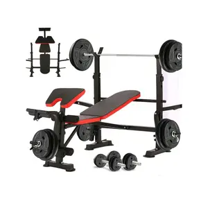 Sports season  Mauccau Adjustable Weight 6 In 1 Foldable Set With Barbell Squat Rack Leg Developer Preacher Curl Pad Dumbbell Fly Attachment Multi Function Strength Training Bench Press For Home Gym Full Body Workout Outdoor agility training