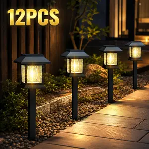 【GLEAM】12 Pack Solar Path Lights, Waterproof & Auto Dusk to Dawn Feature, Great for Garden, Path, Yard, Patio, Driveway, and Walkway Decor.