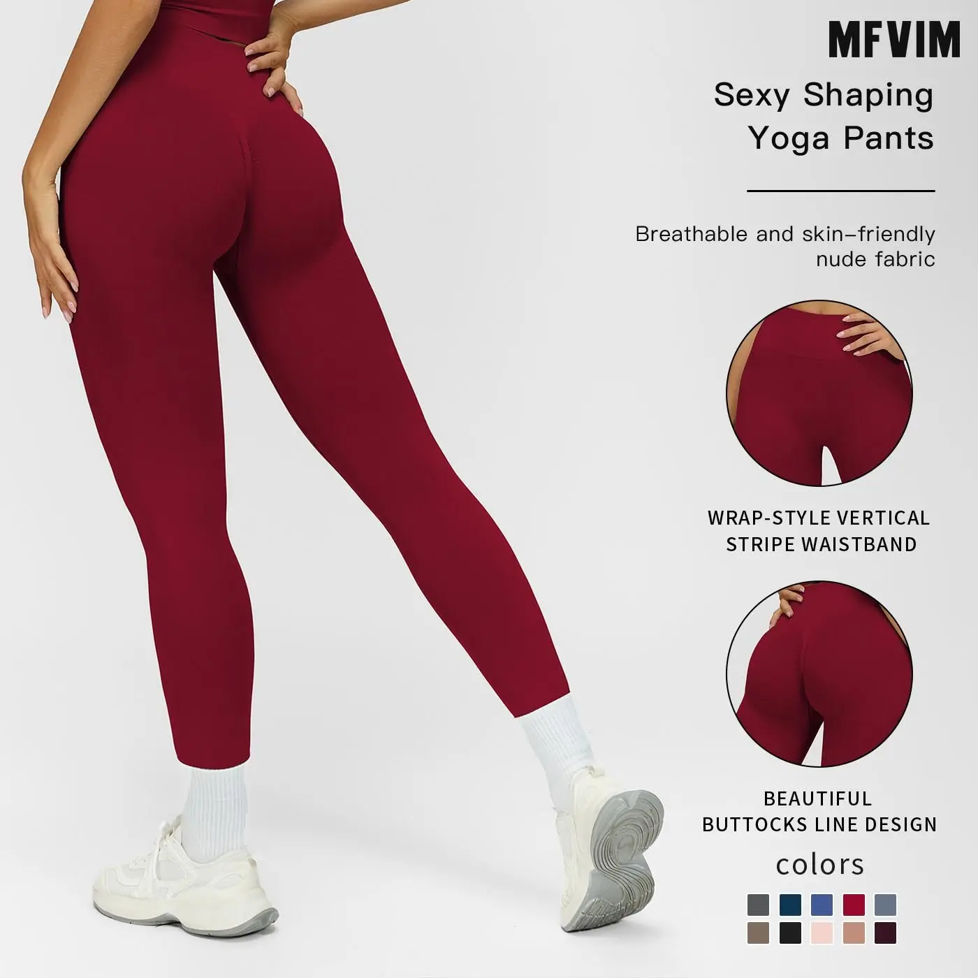 Women's High-Waist Yoga Leggings, Solid Color Nylon Spandex Fitness Training Pant with Compression and Shaping Waist, Synthetics, Fitness Yoga Pants, Compression Support Women's Sports Leggings, Butt Shaping Women's Sports Leggings
