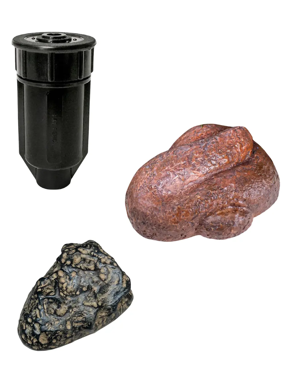 Garden Oasis Decorative Rocks with Key Hiders, Black Planter, and Sprinkler for Aesthetic Outdoor Arrangements, Rocks & Sprinkler