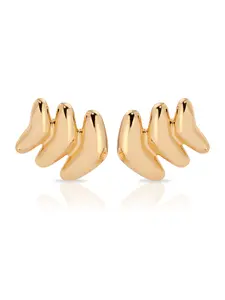 Ettika Metal Moderna Studs Gold Plated 18k Earrings with Post Closure Premium Quality Zinc Silver Plated 0.76" x 0.68"