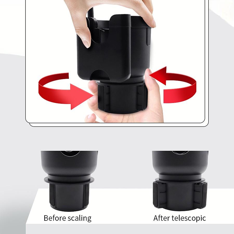 Cup Holder Phone Holder, 2026 Upgraded 3 in 1 Car Cup Holder Expander with Adjustable Base Long Gooseneck 360° Rotation, Cup Phone Holder for Car Fits All Smartphones and Most Bottles