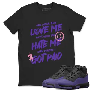 Unisex T-shirt To Match Sneakers  Jordan 11 Canyon Purple - I Got Paid. 100% Cotton for Casual Wear. Comfortable Summer Unisex T-Shirt to match Jordan Sneaker. Streetwear Style. urban outfitters