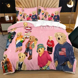 Bear Pattern Duvet Cover Set, Soft And Durable Bedding Set, Contains 1 Duvet Cover And 1 Or 2 Pillowcases, Suitable For Children And Adults Daily Holiday Birthday Gifts Bedroom Decorations