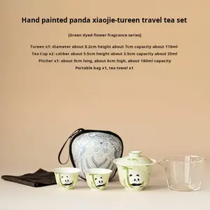 2026 New Portable Ceramic Kung Fu Tea Set for Travel & Outdoor Chinese Porcelain Teapot with 2 Cups Carry Bag Perfect for Home Office Picnic Ideal Gift for Tea Lovers