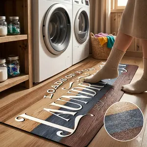 Non-slip Laundry Room Runner Rug, Washable Farmhouse Retro Mat, Home Decor Floor Mat, Laundry Rug for Kitchen, Bathroom Rug, Home Decor, Laundry Room Accessories, Valentine's Day Gift