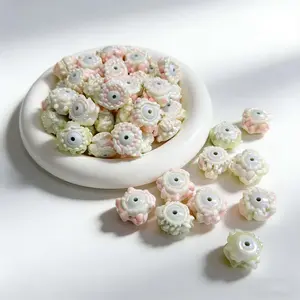 200g Cream Hand-Drawn DIY Beads, Soft Cute Loose Beads with Holes, Perfect for Girls' Craft Making & Accessories, Must-Have for Craft Lovers