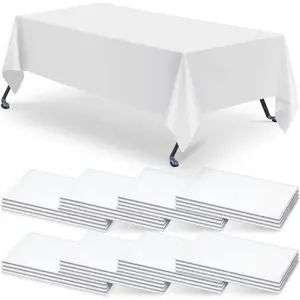 30 Pack 60x126 Inch White Rectangle Tablecloth Plastic Table Cloths for 8 Foot Rectangle Tables  Stainproof Table Cover Bulk for Birthday Wedding Banquet Outdoor Party