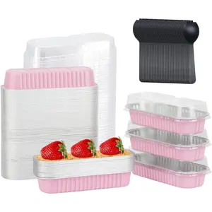 6.8oz Mini Loaf Pans with  100 Pack, Rectangle  Pans Mini Cake Tins,Disposable Baking Pan Small Cake Containers for Brownie Bread Cheesecake-