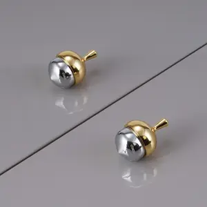 2pcs Creative Metal Apple Pull Handles, Cute Drawer Wardrobe Door Knobs, Nordic French Single Hole Wooden Door Handle, Unique Design