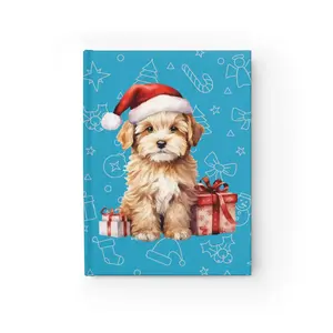 Christmas Puppy Journal | Cute Dog with Santa Hat Notebook