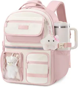 LOVEVOOK School Backpack for Girls, Cute Bookbag for Teen 8-16, DIY Friendly 15.6" Laptop Backpack for Middle High College Student Back to School, Bag with Water Bottle Pocket for Travel
