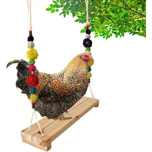 Chicken Swing and Perch - Handmade Wood Stand Coop Toy for Hens - Accessories Ladder for Poultry Run - Large Bird Parrot Hen Macaw Rooster Chick Toy