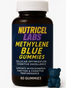 Methylene Blue Gummies 5mg 60ct - Blue Raspberry Flavor - USP Grade Healthcare Fitness Supplement Brain Vitamin Optimum Perfomance