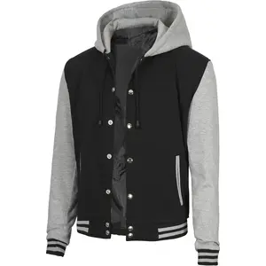 Decrum Hooded Varsity Jacket Men - Fashion Trendy Casual High School Baseball Letterman Mens Hoodie Bomber Jackets