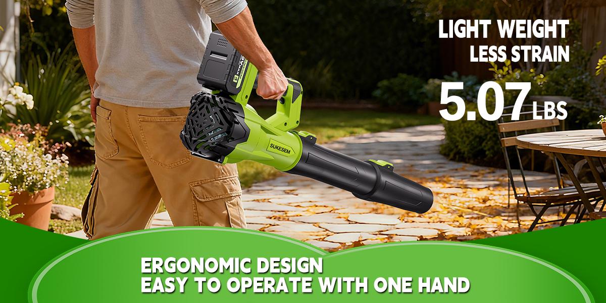 High power wireless leaf blower, equipped with 4.0Ah battery, 6-speed adjustable and extended nozzle, anti slip handle, lightweight design, suitable for lawn care and yard cleaning
