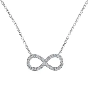 Rhinestone Infinity Fashion Simple Stainless Steel Infinity Pendant Necklace for Women Classic Lucky Zircon Love You Forever Jewelry Birthday Gift