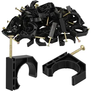 50-Pack 1inch Half Clamp J-Hook with Nail Set, J-Clamps for PEX, Copper Pipe, CPVC Pipe Connection