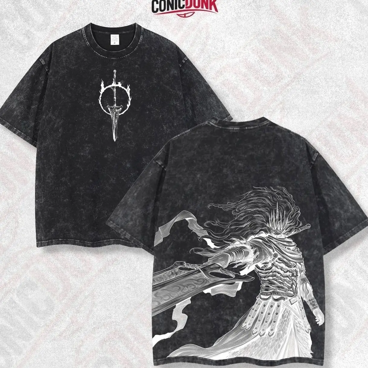 Nameless King Dark Souls Retro Limited Vintage Lightweight Washed Tee with Full Size - Perfect Gift for Game Fans and Lovers Clothes Cotton Menswear T-Shirt 3H6