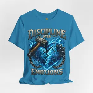 Discipline Over Emotions Premium Graphic T-Shirt (Blue Heart)