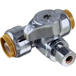 212 MAIN Sharkbite-Cash ACME 0.5 x 0.25 in. Brass Push-Fit Quarter Turn Compression Service Stop Tee Pipe