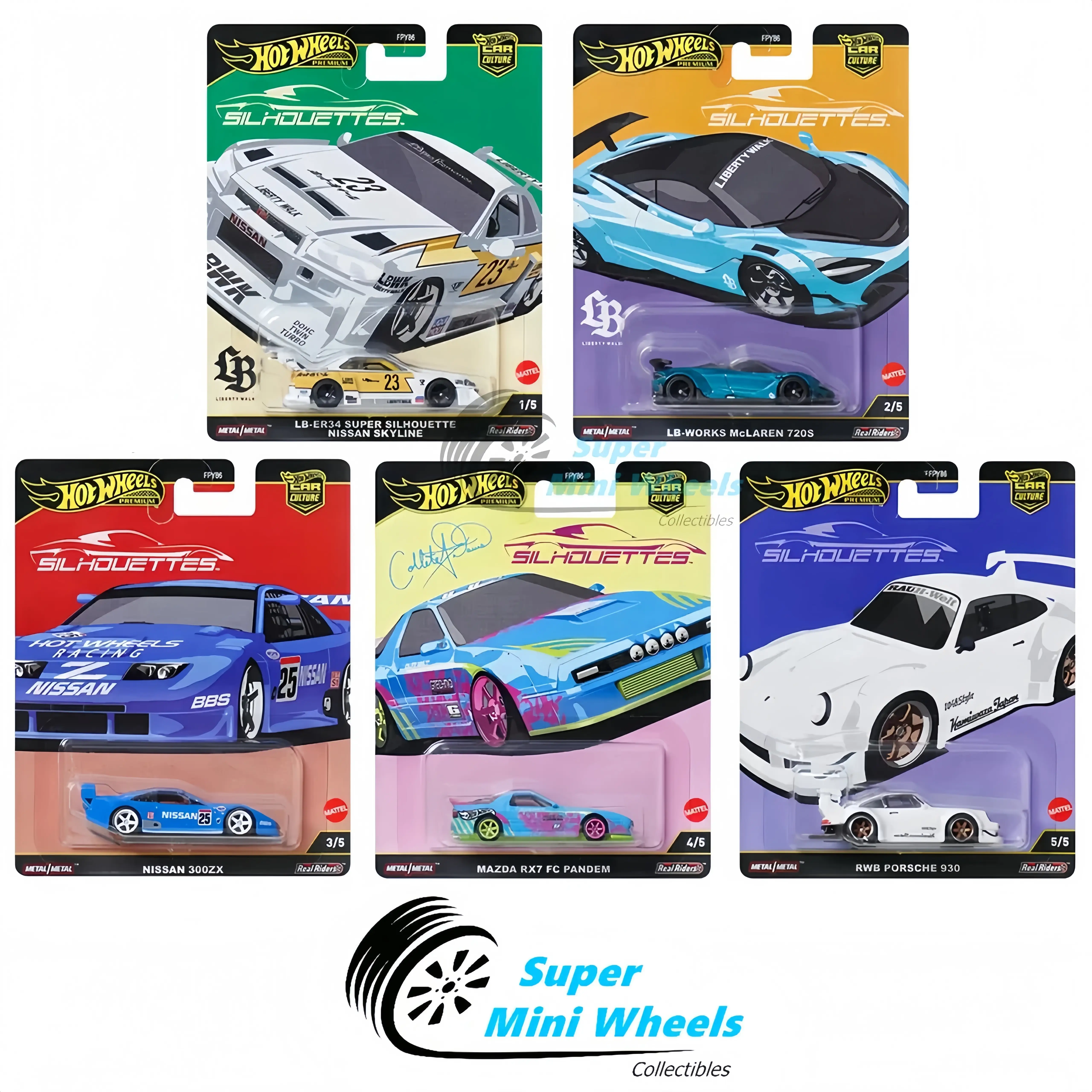 Hot Wheels Premium 2025 Car Culture G Case SILHOUETTES - 5 Cars Set